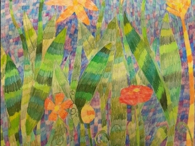 Швец Вероника, 9 лет, Весенние цветы, бумага цветные карандаши г. Нижний Тагил ДШИ № 1